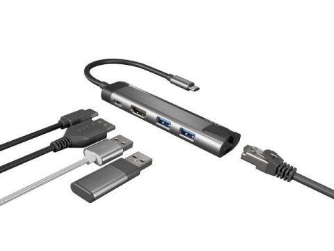 NATEC MULTIPORT FOWLER GO USB-C -> HUB USB 3.0 X2, HDMI 4K, USB-C PD, RJ45 NMP-1985 NATEC MULTIPORT FOWLER GO USB-C -> HUB USB 3.0 X2, HDMI 4K, USB-C PD, RJ45 NMP-1985