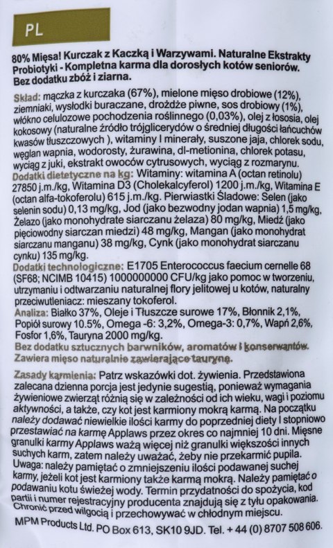 APPLAWS CAT Senior Kurczak - karma dla starszych kotów z wysoką zawartością mięsa - 7.5kg APPLAWS CAT Senior Kurczak - karma dla starszych kotów z wysoką zawartością mięsa - 7.5kg