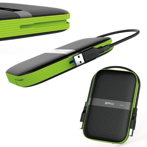 Dysk zewnętrzny HDD Silicon Power Armor A60 (5TB; 2.5"; USB 3.2; 5400 obr/min; Green-Black; SP050TBPHDA60S3K) Dysk zewnętrzny HDD Silicon Power Armor A60 (5TB; 2.5"; USB 3.2; 5400 obr/min; Green-Black; SP050TBPHDA60S3K)