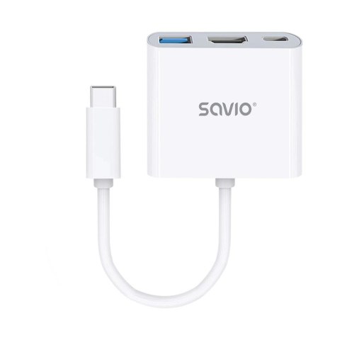 Hub USB SAVIO AK-48/B USB Typ C - HDMI, USB 3.0, PD Hub USB SAVIO AK-48/B USB Typ C - HDMI, USB 3.0, PD
