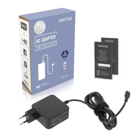 Zasilacz sieciowy Mitsu 45W USB type C USB-C (black) Zasilacz sieciowy Mitsu 45W USB type C USB-C (black)