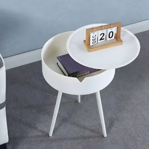Stolik nocny okrągły stoliczek zdejmowany blat z tworzywa - ModernHome Stolik nocny okrągły stoliczek zdejmowany blat z tworzywa - ModernHome