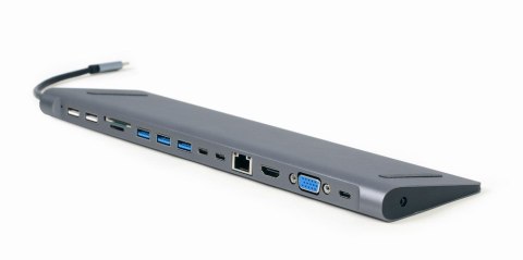 GEMBIRD MULTI ADAPTER USB TYPE-C 9W1 (HUB USB + HDMI + VGA + PD + CZYTNIK KART + LAN + AUDIO 3,5 MM) KOLOR SZARY GEMBIRD MULTI ADAPTER USB TYPE-C 9W1 (HUB USB + HDMI + VGA + PD + CZYTNIK KART + LAN + AUDIO 3,5 MM) KOLOR SZARY