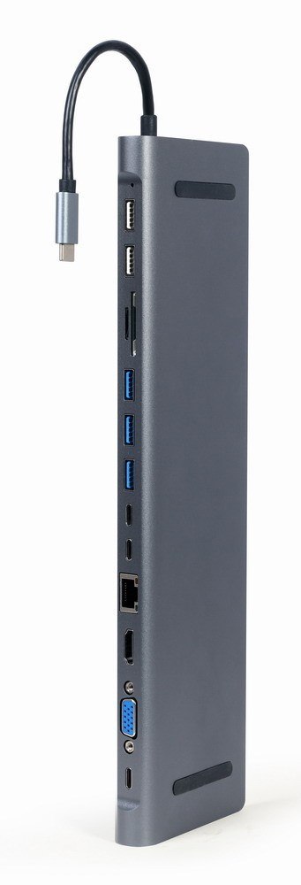 GEMBIRD MULTI ADAPTER USB TYPE-C 9W1 (HUB USB + HDMI + VGA + PD + CZYTNIK KART + LAN + AUDIO 3,5 MM) KOLOR SZARY GEMBIRD MULTI ADAPTER USB TYPE-C 9W1 (HUB USB + HDMI + VGA + PD + CZYTNIK KART + LAN + AUDIO 3,5 MM) KOLOR SZARY