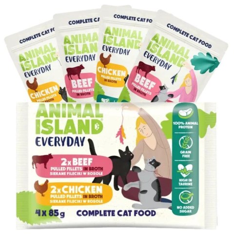 ANIMAL ISLAND Wołowina / Kurczak w filecie - Karma mokra dla kotów - 4x85g ANIMAL ISLAND Wołowina / Kurczak w filecie - Karma mokra dla kotów - 4x85g