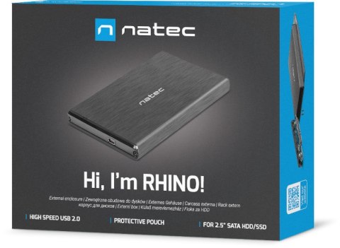 Zewnętrzna obudowa dysku Natec Rhino SATA 2.5cala USB 2.0 Slim czarny Zewnętrzna obudowa dysku Natec Rhino SATA 2.5cala USB 2.0 Slim czarny