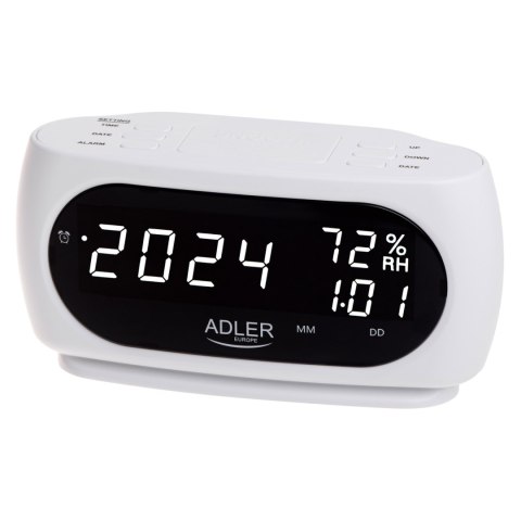 Adler AD 1186W Zegar budzik z pomiarem temperatury wilgotności datą Adler AD 1186W Zegar budzik z pomiarem temperatury wilgotności datą