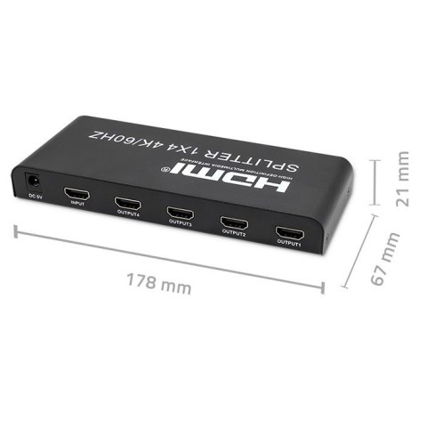 QOLTEC ROZDZIELACZ SPLITTER 4XHDMI 4KX2K | 6GB/S | 60HZ QOLTEC ROZDZIELACZ SPLITTER 4XHDMI 4KX2K | 6GB/S | 60HZ