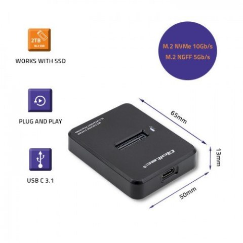 QOLTEC STACJA DOKUJĄCA DYSKÓW SSD M.2 SATA/PCIE | NGFF/NVME | USB 3.1 QOLTEC STACJA DOKUJĄCA DYSKÓW SSD M.2 SATA/PCIE | NGFF/NVME | USB 3.1
