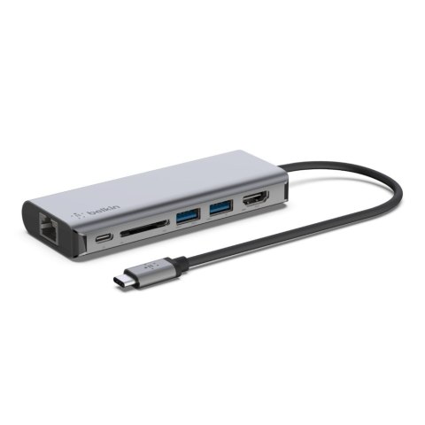 Hub Belkin Connect USB-C 6-in-1 Multiport Adapter 1x4k HDMI/2xUSB-A/1xUSB-C PD3.0/1xRJ45 Gigabit/1xCard reader Grey Hub Belkin Connect USB-C 6-in-1 Multiport Adapter 1x4k HDMI/2xUSB-A/1xUSB-C PD3.0/1xRJ45 Gigabit/1xCard reader Grey