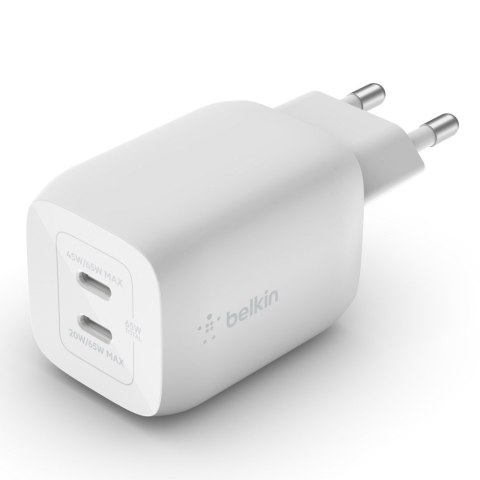 Ładowarka Belkin BoostCharge Pro Dual USB-C PD 3.0 PPS GaN Wall Charger 65W White Ładowarka Belkin BoostCharge Pro Dual USB-C PD 3.0 PPS GaN Wall Charger 65W White