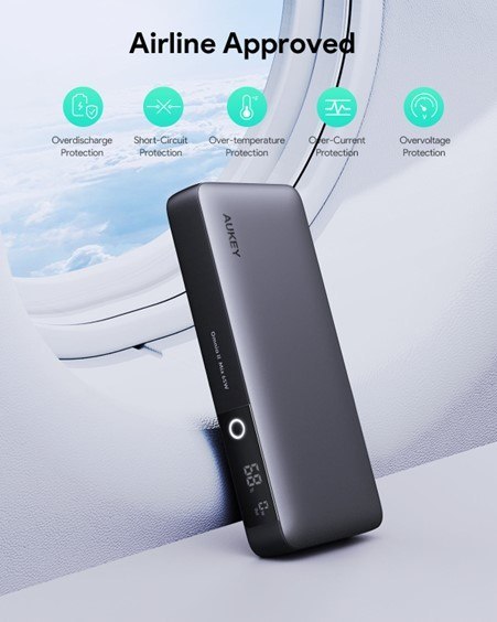 AUKEY POWERBANK 20000MAH, 2X USB-C PD 65W, USB-A 18W, SZARY AUKEY POWERBANK 20000MAH, 2X USB-C PD 65W, USB-A 18W, SZARY
