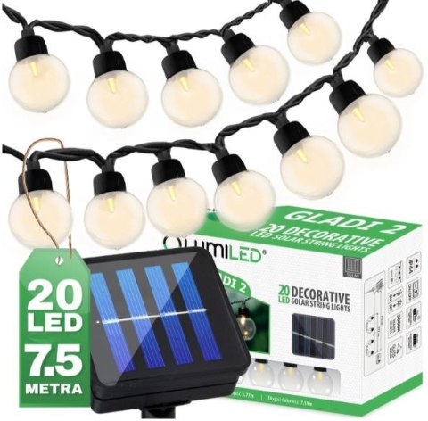 GIRLANDA SOLARNA GLADI 2, 20 LED G40 7,5M GIRLANDA SOLARNA GLADI 2, 20 LED G40 7,5M