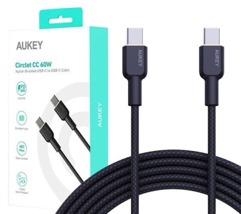 AUKEY CB-NCC1 KABEL USB-C QC PD 1M 3A 60W NYLON AUKEY CB-NCC1 KABEL USB-C QC PD 1M 3A 60W NYLON