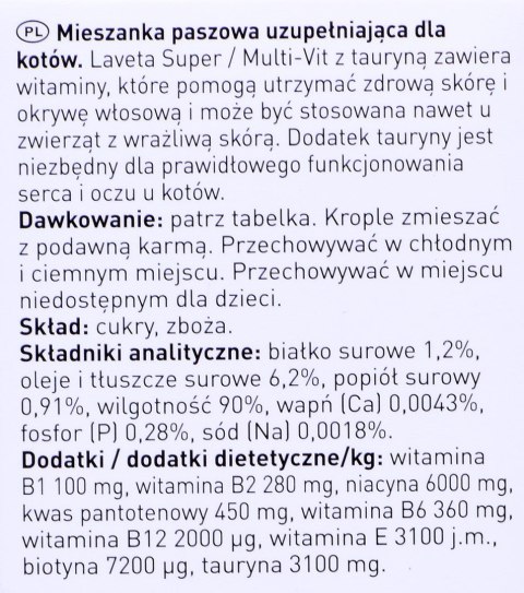 BEAPHAR Laveta Super preparat na kondycję sierści dla kotów - witaminy dla kota - 50ml BEAPHAR Laveta Super preparat na kondycję sierści dla kotów - witaminy dla kota - 50ml