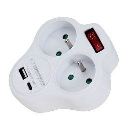 ESPERANZA ROZGAŁĘŹNIK ELEKTRYCZNY 2 GN. USB-C USB-A WŁ. BIAŁY ELK311W