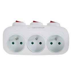 ESPERANZA ROZGAŁĘŹNIK ELEKTRYCZNY 3 GNIAZDA Z WYŁĄCZNIKAMI BIAŁY ELK307W