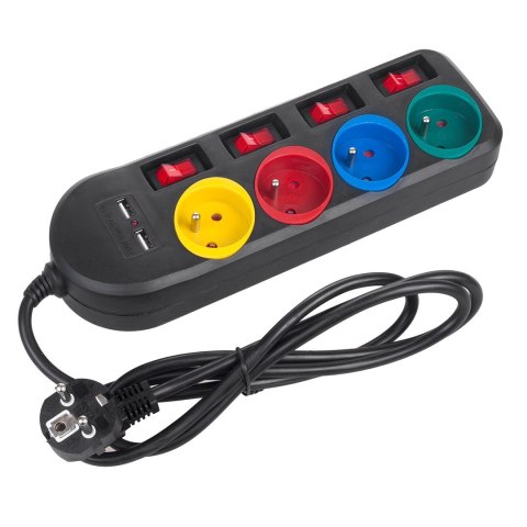 MACLEAN LISTWA ZASILAJĄCA 4 GNIAZDA 2XUSB MCE229B MACLEAN LISTWA ZASILAJĄCA 4 GNIAZDA 2XUSB MCE229B