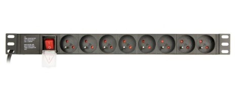 GEMBIRD LISTWA ZASILAJĄCA RACK 19" PDU EG-PDU-014-FC14 1U, 16A, 8X FRANCUSKIE GNIAZDO, WTYK C14, KABEL 3M GEMBIRD LISTWA ZASILAJĄCA RACK 19" PDU EG-PDU-014-FC14 1U, 16A, 8X FRANCUSKIE GNIAZDO, WTYK C14, KABEL 3M