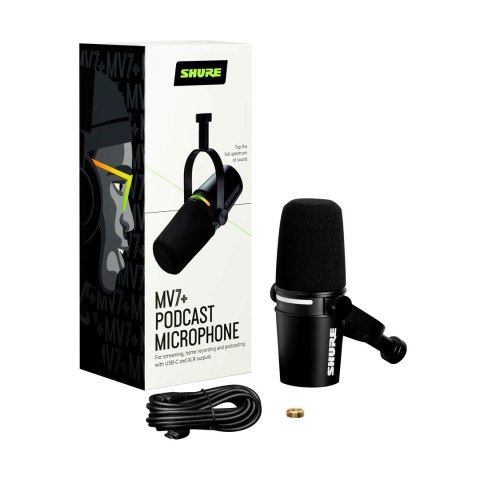 Shure MV7+-K - Mikrofon lektorski/wokalny ze złączem XLR/USB-C Czarny Shure MV7+-K - Mikrofon lektorski/wokalny ze złączem XLR/USB-C Czarny