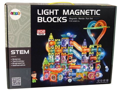 Świecąca Zjeżdżalnia Dla Kulek Klocki Magnetyczne 202 Elementy Świecąca Zjeżdżalnia Dla Kulek Klocki Magnetyczne 202 Elementy