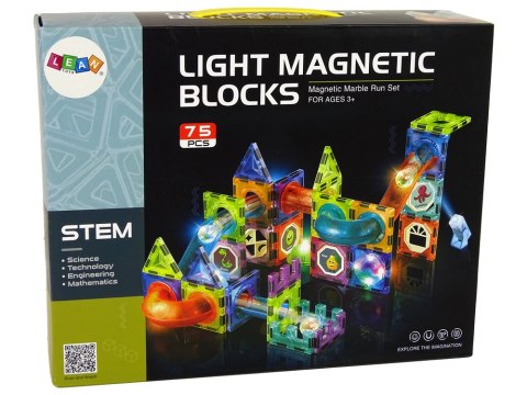 Świecąca Zjeżdżalnia Dla Kulek Klocki Magnetyczne 75 Elementów Świecąca Zjeżdżalnia Dla Kulek Klocki Magnetyczne 75 Elementów