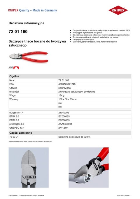 SZCZYPCE TNĄCE BOCZNE DO TWORZYWA SZTUCZNEGO 160MM SZCZYPCE TNĄCE BOCZNE DO TWORZYWA SZTUCZNEGO 160MM