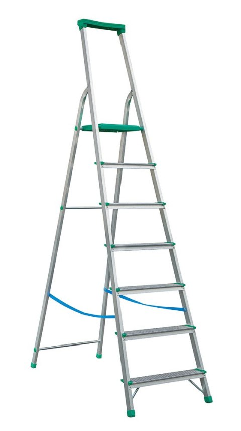 DRABINA ALUMINIOWA WOLNOSTOJĄCA 228CM 6 STOPNI + PODEST DRABINA ALUMINIOWA WOLNOSTOJĄCA 228CM 6 STOPNI + PODEST
