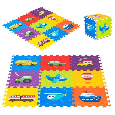 Mata piankowa dla dzieci pojazdy puzzle 9 elementów 86x86cm IPLAY Mata piankowa dla dzieci pojazdy puzzle 9 elementów 86x86cm IPLAY