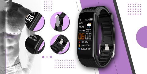 Smartband Giewont Fit&GO Duo GW200-8 - Black + Pasek Touch of Lavender Smartband Giewont Fit&GO Duo GW200-8 - Black + Pasek Touch of Lavender
