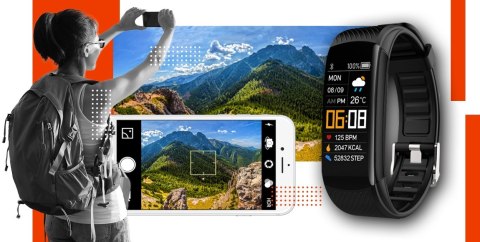 Smartband Giewont Fit&GO Duo GW200-9 - Black + Pasek Orange Power Smartband Giewont Fit&GO Duo GW200-9 - Black + Pasek Orange Power