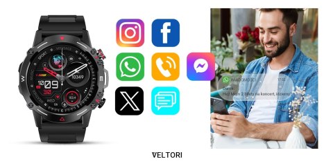 Smartwatch Veltori VT110-1 Czarny Pasek Silikonowy Smartwatch Veltori VT110-1 Czarny Pasek Silikonowy