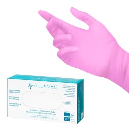 All4med jednorazowe rękawice diagnostyczne nitrylowe różowe S