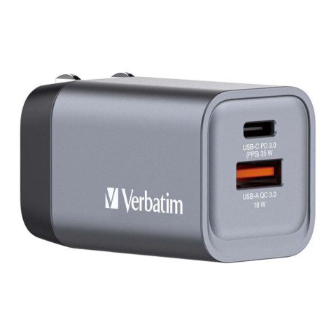 Ładowarka sieciowa Verbatim GaN GNC-35 1xUSB-C PD 35W 1xUSB-A QC 3.0 Ładowarka sieciowa Verbatim GaN GNC-35 1xUSB-C PD 35W 1xUSB-A QC 3.0
