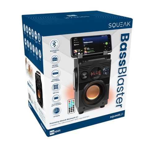 SQUEAK GŁOŚNIK BASSBLASTER BLUETOOTH 5.1, RADIO FM, ODTWARZACZ MP3 SQ1001 SQUEAK GŁOŚNIK BASSBLASTER BLUETOOTH 5.1, RADIO FM, ODTWARZACZ MP3 SQ1001