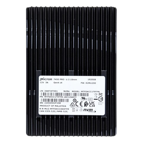 Dysk SSD Micron 7450 PRO 1.92TB U.3 (15mm) NVMe Gen4 MTFDKCC1T9TFR-1BC1ZABYYR (DWPD 1) Dysk SSD Micron 7450 PRO 1.92TB U.3 (15mm) NVMe Gen4 MTFDKCC1T9TFR-1BC1ZABYYR (DWPD 1)