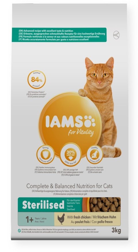 IAMS for Vitality Sterilised ze świeżym kurczakiem 3 kg kot IAMS for Vitality Sterilised ze świeżym kurczakiem 3 kg kot