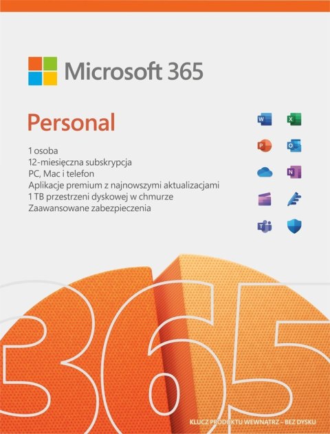 Microsoft 365 Personal PL (1 osoba.; 5 urządzeń ; 12 miesięcy; wersja fizyczna; Polska) (QQ2-01752) Microsoft 365 Personal PL (1 osoba.; 5 urządzeń ; 12 miesięcy; wersja fizyczna; Polska) (QQ2-01752)