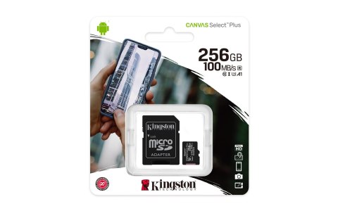 Karta pamięci z adapterem Kingston Canvas Select Plus SDCS2/256GB (256GB; Class 10, Class U1, V30; + adapter) Karta pamięci z adapterem Kingston Canvas Select Plus SDCS2/256GB (256GB; Class 10, Class U1, V30; + adapter)