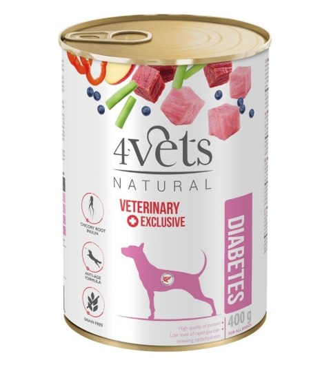 4VETS Natural Diabetes Dog - mokra karma dla psa - 400 g 4VETS Natural Diabetes Dog - mokra karma dla psa - 400 g