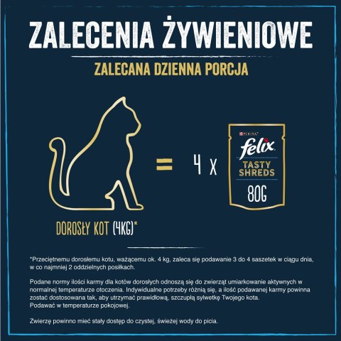 FELIX Tasty Shreds z łososiem i tuńczykiem - mokra karma dla kota - 4x 80g FELIX Tasty Shreds z łososiem i tuńczykiem - mokra karma dla kota - 4x 80g