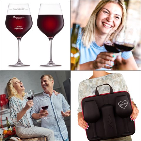 Etui na wino z kieliszkami diVinto dla Mamy - prezent dla mamy Etui na wino z kieliszkami diVinto dla Mamy - prezent dla mamy