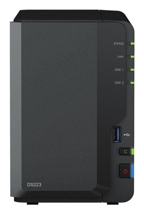 NAS Synology DS223; Tower; 2x (3.5" SATA HDD)/2.5" HDD SSD); Realtek RTD1619B;,2GB DDR4, 1x 1GbE RJ-45 NAS Synology DS223; Tower; 2x (3.5" SATA HDD)/2.5" HDD SSD); Realtek RTD1619B;,2GB DDR4, 1x 1GbE RJ-45