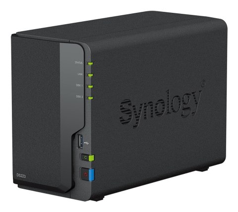 NAS Synology DS223; Tower; 2x (3.5" SATA HDD)/2.5" HDD SSD); Realtek RTD1619B;,2GB DDR4, 1x 1GbE RJ-45 NAS Synology DS223; Tower; 2x (3.5" SATA HDD)/2.5" HDD SSD); Realtek RTD1619B;,2GB DDR4, 1x 1GbE RJ-45