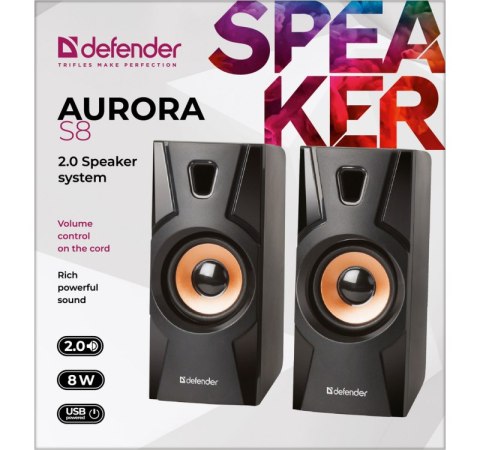 DEFENDER GŁOŚNIKI AURORA S8 2.0 8W USB 65408 DEFENDER GŁOŚNIKI AURORA S8 2.0 8W USB 65408