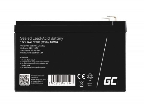 GREEN CELL AKUMULATOR ŻELOWY AGM08 12V 14AH GREEN CELL AKUMULATOR ŻELOWY AGM08 12V 14AH