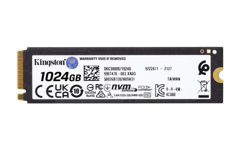 Dysk SSD Kingston KC3000 (1TB; M.2 2280; PCIe 4.0 x4 NVMe; SKC3000S/1024G) Dysk SSD Kingston KC3000 (1TB; M.2 2280; PCIe 4.0 x4 NVMe; SKC3000S/1024G)