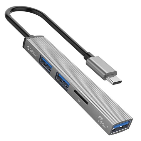Hub USB-C, czytnik kart Orico AH-12F-GY-BP 3xUSB-A 3.1 Gen1, 5Gbps, alu Hub USB-C, czytnik kart Orico AH-12F-GY-BP 3xUSB-A 3.1 Gen1, 5Gbps, alu