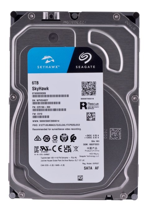 Dysk twardy HDD Seagate SkyHawk 6TB 3,5" SATA ST6000VX009 Dysk twardy HDD Seagate SkyHawk 6TB 3,5" SATA ST6000VX009